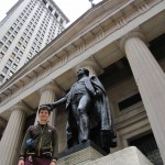 After I couldn't figure out how to get this shot of Geo. W. on Wall St., Brian put me in the frame and actually pulled off a forced perspective gem.